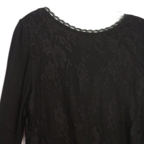 Altar'd State Black Lace Overlay Bell Sleeved Tunic Blouse - Picture 9 of 10
